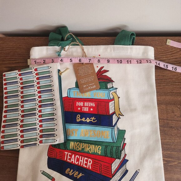 Teacher Totebag and Zipper Pouch NWT - Picture 7 of 8
